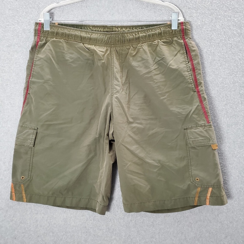 Eddie Bauer Men‎ Shorts Medium Green Nylon Blend Cargo Outdoor Fishing